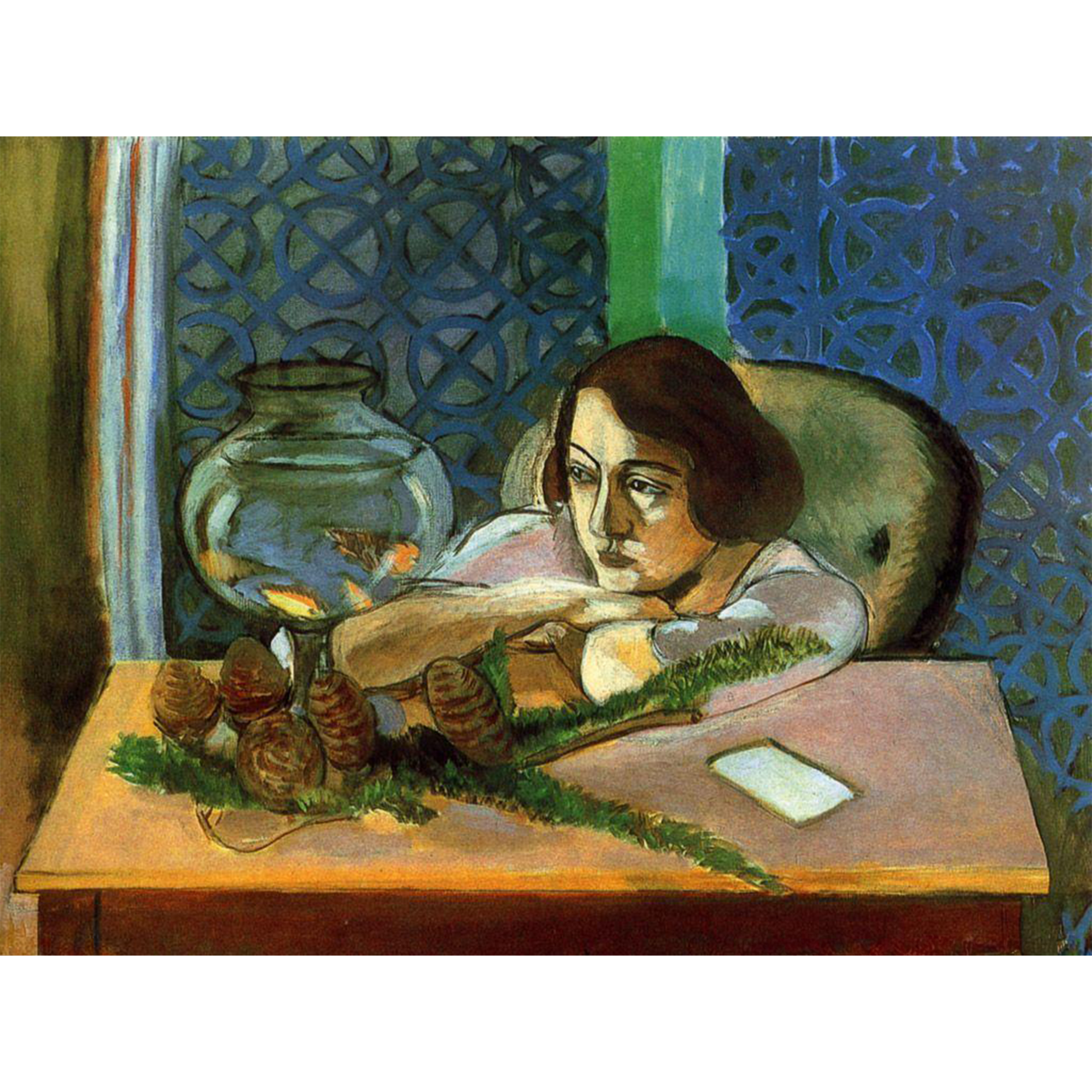 Mujer ante el acuario